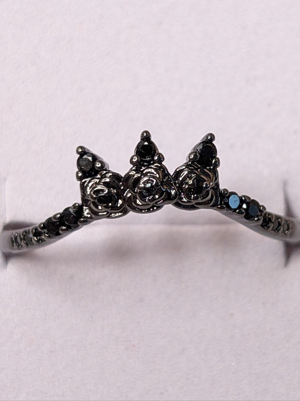 3 for $25 Fragrant Jewels Size 9 Ring Black Floral Goth 18k Black Gold NWOT